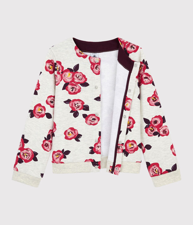Cardigan in tessuto felpato bambina beige/multicolore