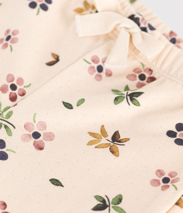 Pantaloni in tubique neonato ecru/multicolore