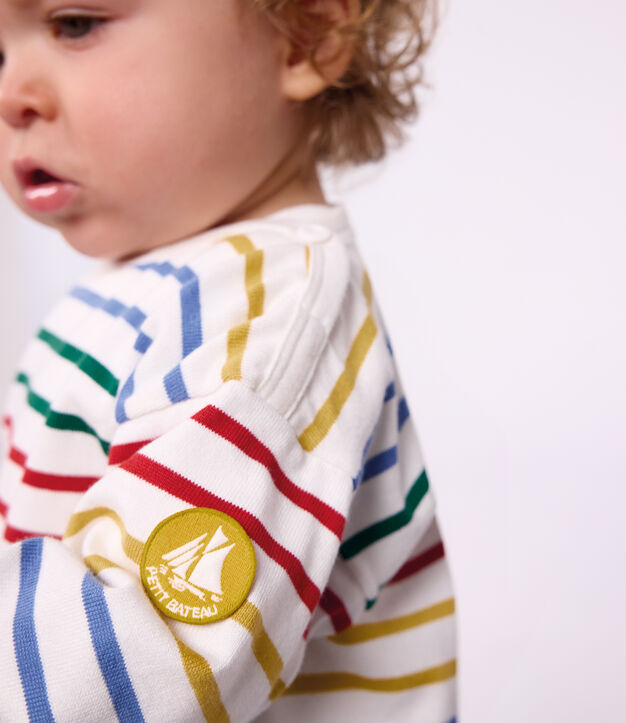 Marini&egrave;re in cotone neonato bianco/multicolore