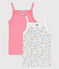 Confezione da 2 canottiere con spalline a fiori bambina in cotone variante 1