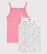 Confezione da 2 canottiere con spalline a fiori bambina in cotone