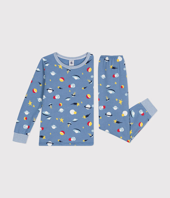Pigiama in tessuto felpato spazzolato con stampa spaziale bambino blu BEACH/ MULTICO