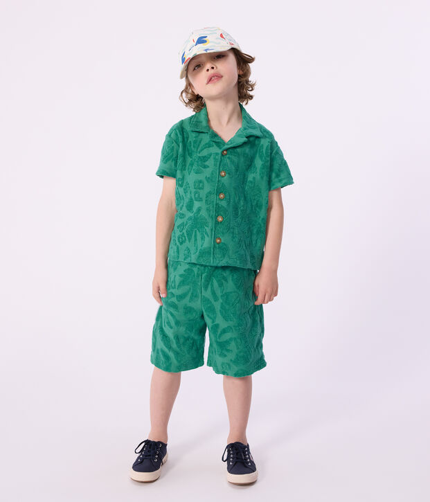 Camicia a maniche corte in cotone bambino verde