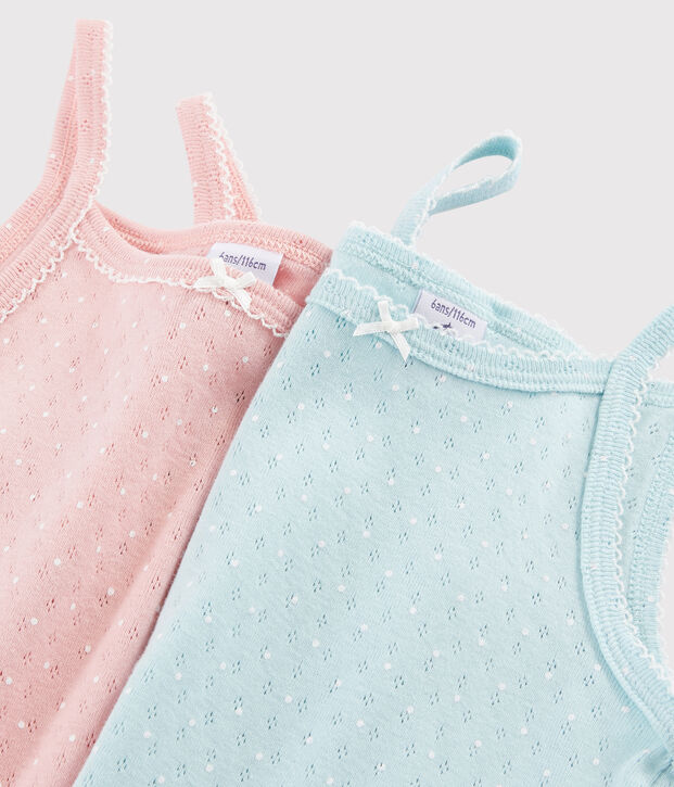Confezione da 2 canottiere con spalline trou-trou bambina multicolore