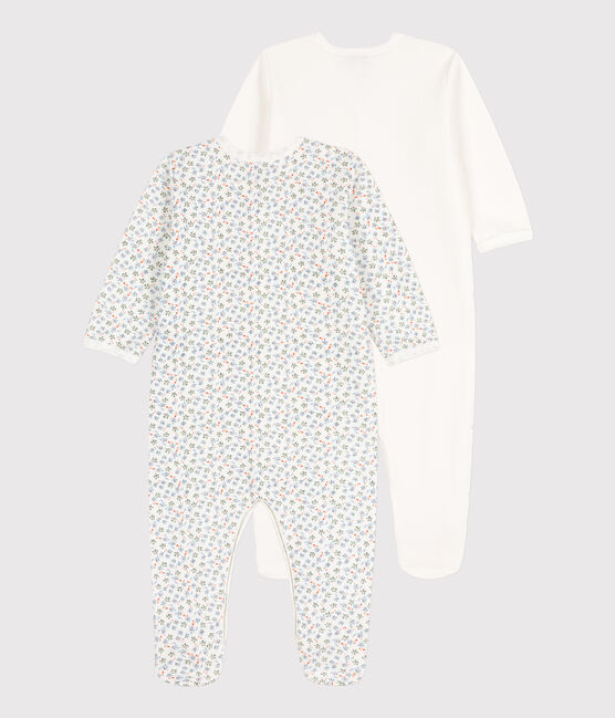 Confezione da 2 tutine pigiama a fiori, in cotone, per neonati variante 1