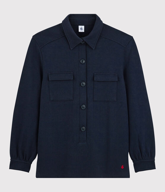 Camicia in cotone caldo donna blu SMOKING