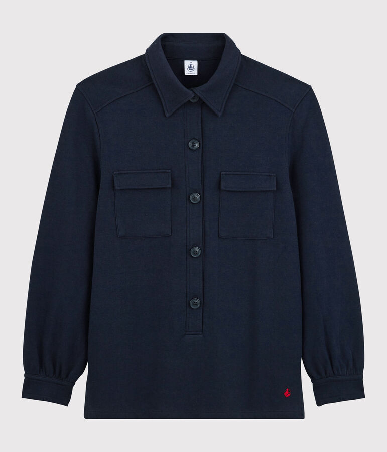 Camicia in cotone caldo donna blu