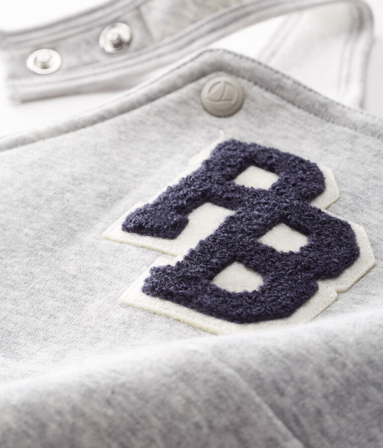 Salopette lunga beb&egrave; maschio in maglia di velluto grigio