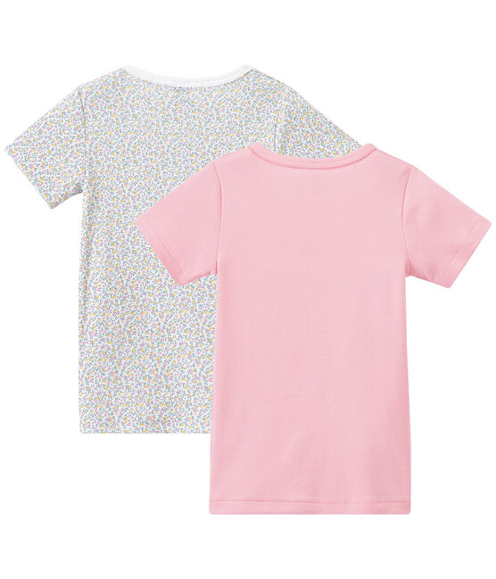 Lotto di 2 t-shirts per bambina a maniche corte bianco LOT