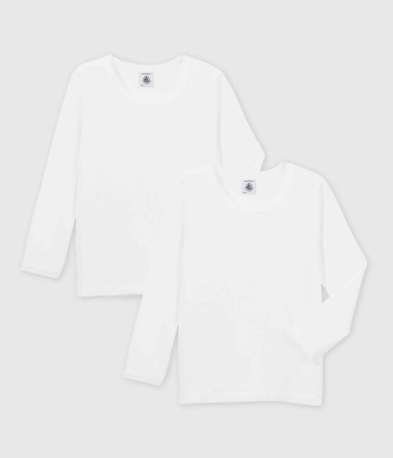 Confezione da 2 t-shirt bianche a manica lunga bambina variante 1