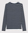 T-shirt iconica scollo a V donna blu SMOKING/bianco MARSHMALLOW
