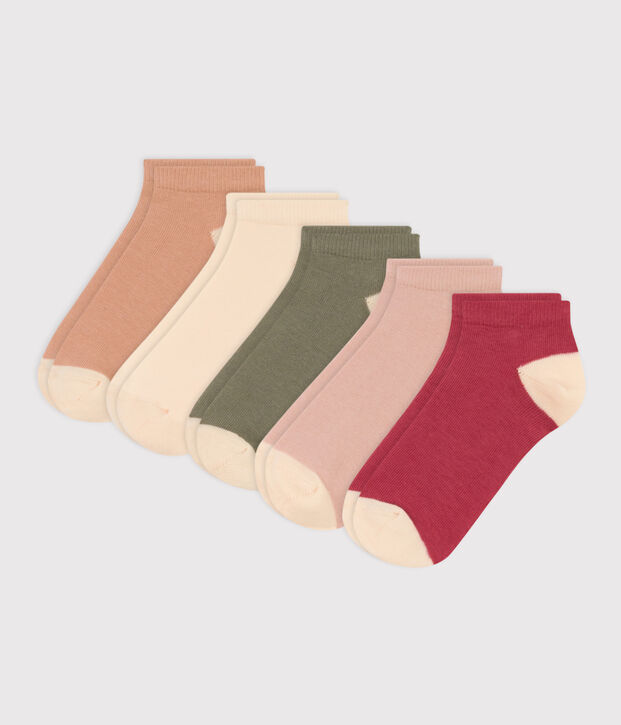 Confezione da 5 paia di calzini tinta unita in jersey di cotone bambini multicolore