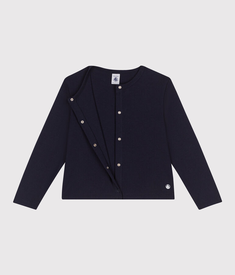 Cardigan in cotone tinta unita bambino blu