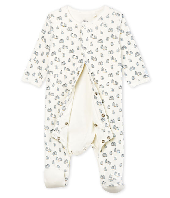 Bodyjama bebè maschio in ciniglia bianco MARSHMALLOW/bianco MULTICO