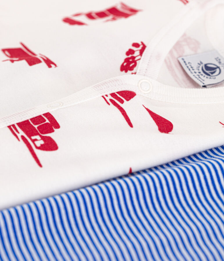 Set di 2 tutine corte beb&egrave; in cotone con motivo porto multicolore