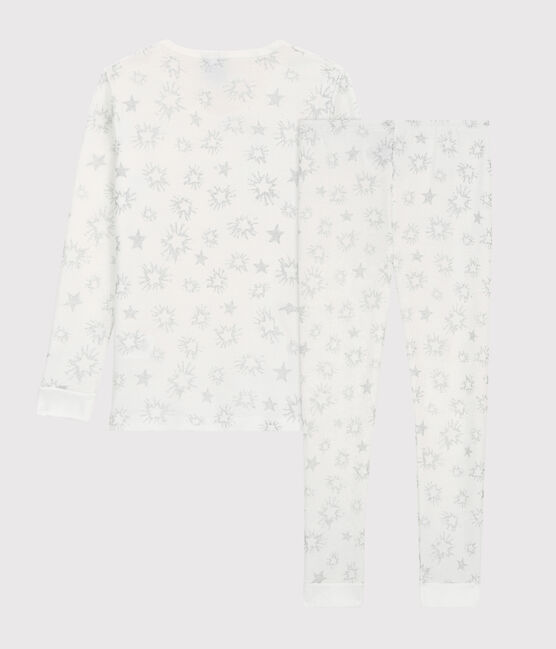 Pigiama snugfit bambina a stelle con paillette in cotone bianco MARSHMALLOW/bianco MULTICO
