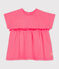 Blusa manica corta bebè femmina a tinta unita. rosa CUPCAKE
