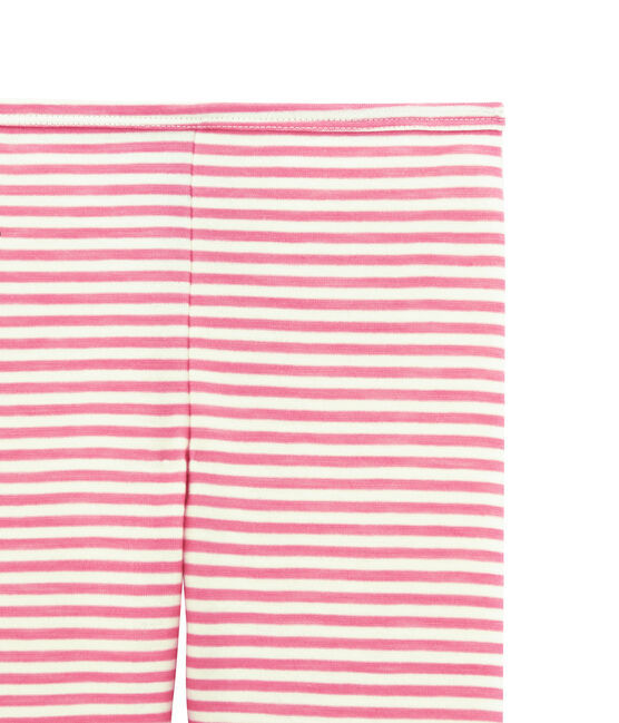 Leggings per bambina in lana e cotone rosa CHEEK/bianco MARSHMALLOW