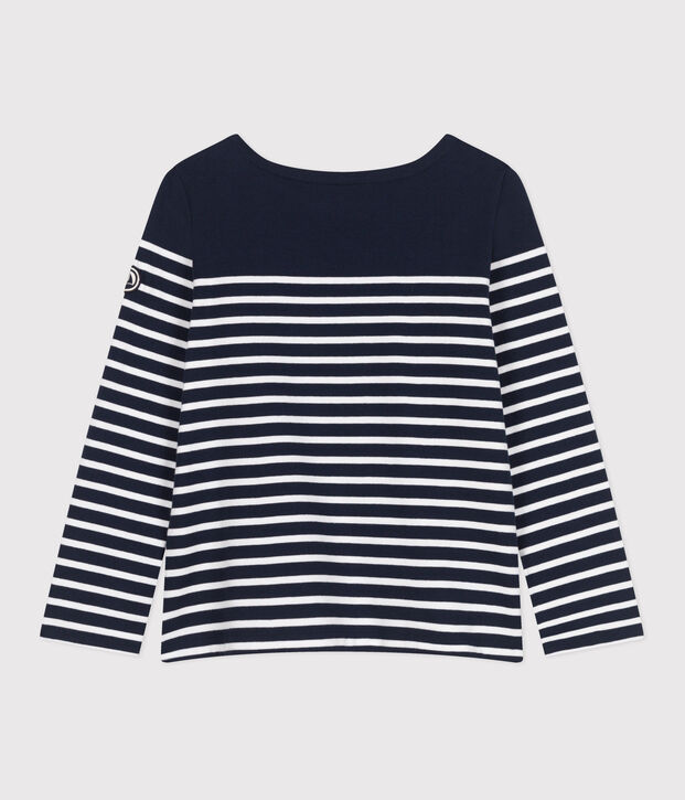 Marini&egrave;re a maniche lunghe in cotone donna blu/bianco