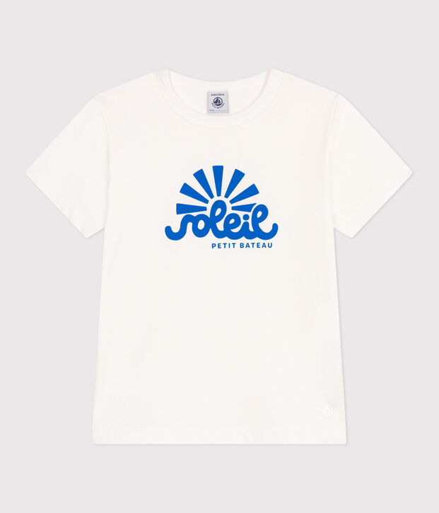 T-shirt a maniche corte in cotone con stampa bambino bianco