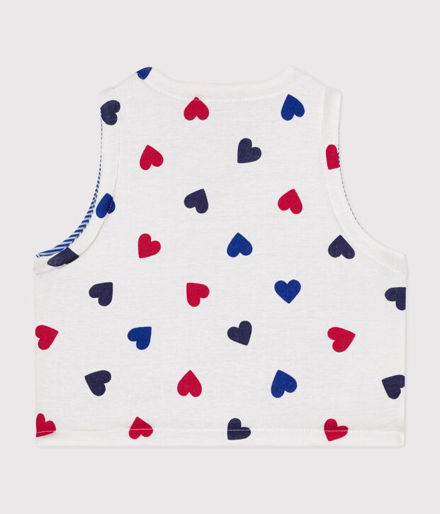 CARDIGAN SENZA MANICHE DOUBLE-FACE IN COTONE NEONATO bianco/multicolore