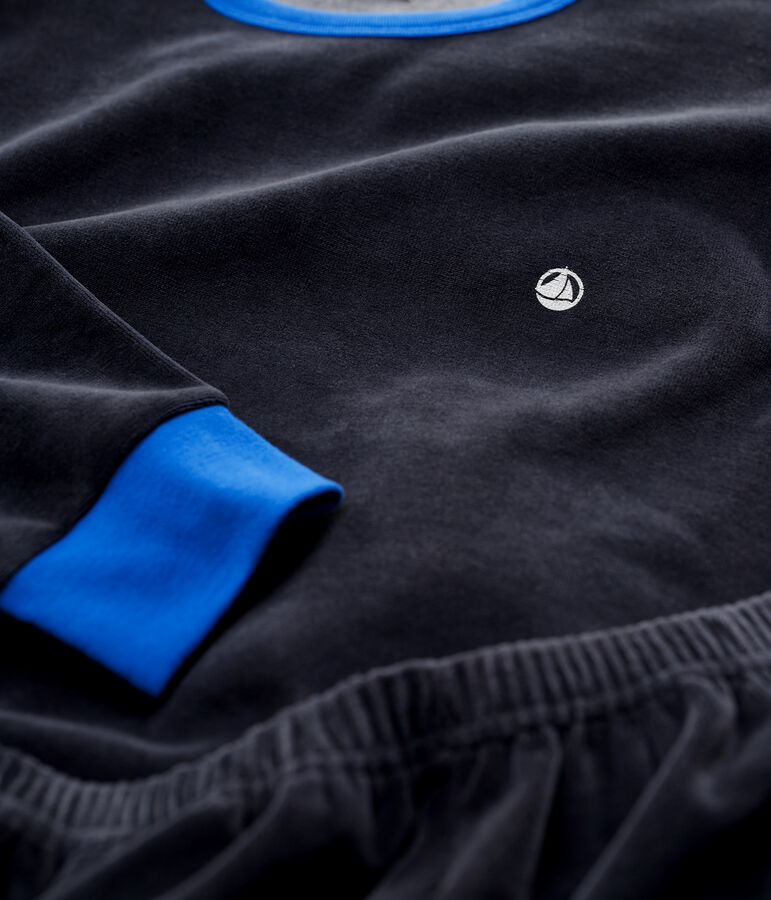 Pigiama blu marine ragazzo in ciniglia blu
