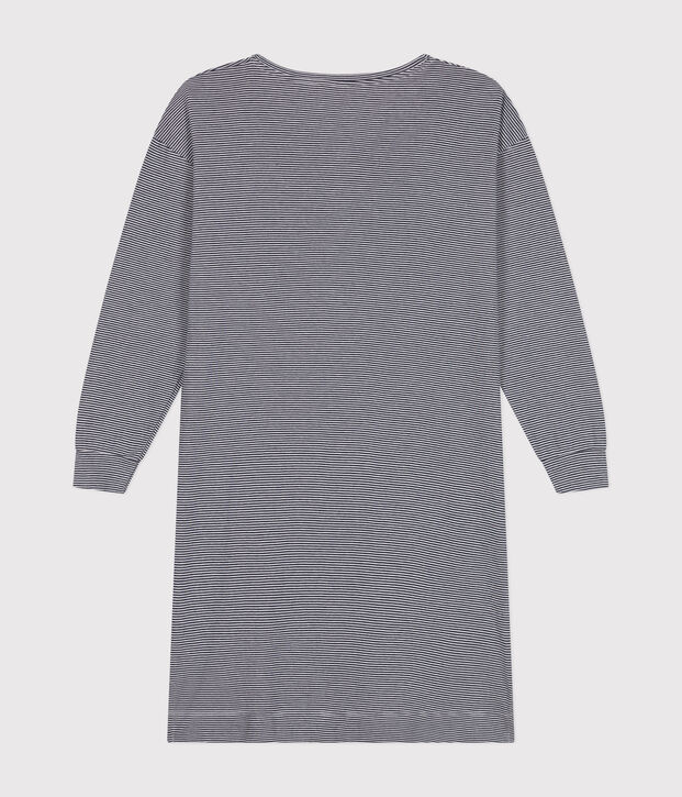 Camicia da notte in cotone a righe donna blu/bianco