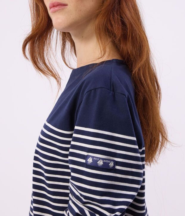 Marini&egrave;re in cotone a righe donna blu/bianco