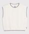 Pullover senza maniche in misto lana e cotone a trecce bambino bianco