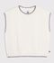 Pullover senza maniche in misto lana e cotone a trecce bambino bianco