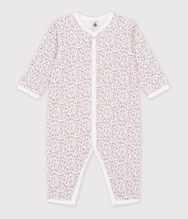 Pigiama senza piedini per neonato in cotone con stampa floreale bianco/multicolore