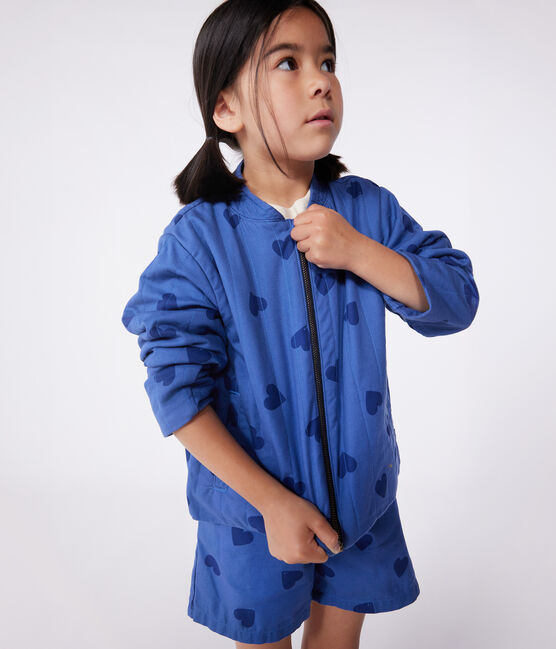 Giacca in cotone a cuori bambina blu ALASKA FONCE/ MEDIEVAL