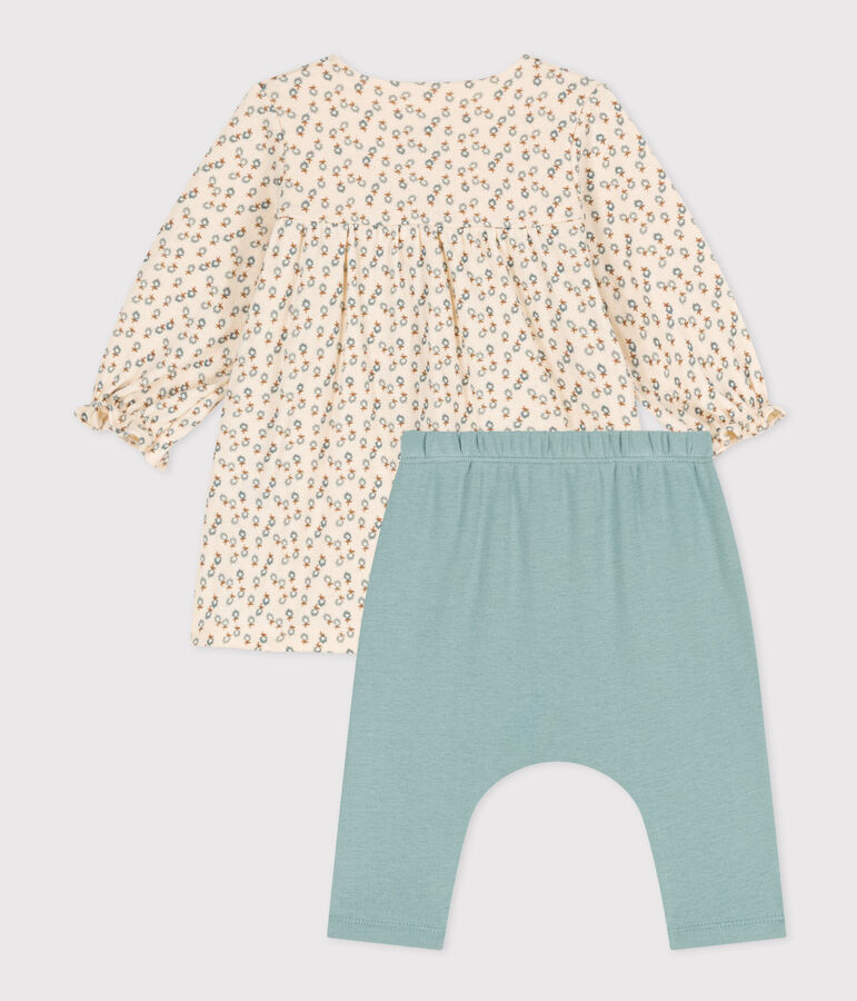 Abito in tubique e leggings per beb&egrave; bianco AVALANCHE/ MULTICO