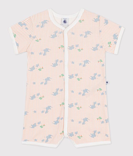 Tutina corta in cotone con animali stampati neonato bianco MARSHMALLOW/bianco MULTICO