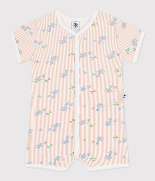 Tutina corta in cotone con animali stampati neonato bianco/multicolore