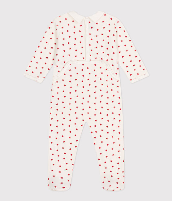 Pigiama bebè cuori in ciniglia bianco MARSHMALLOW/rosso TERKUIT