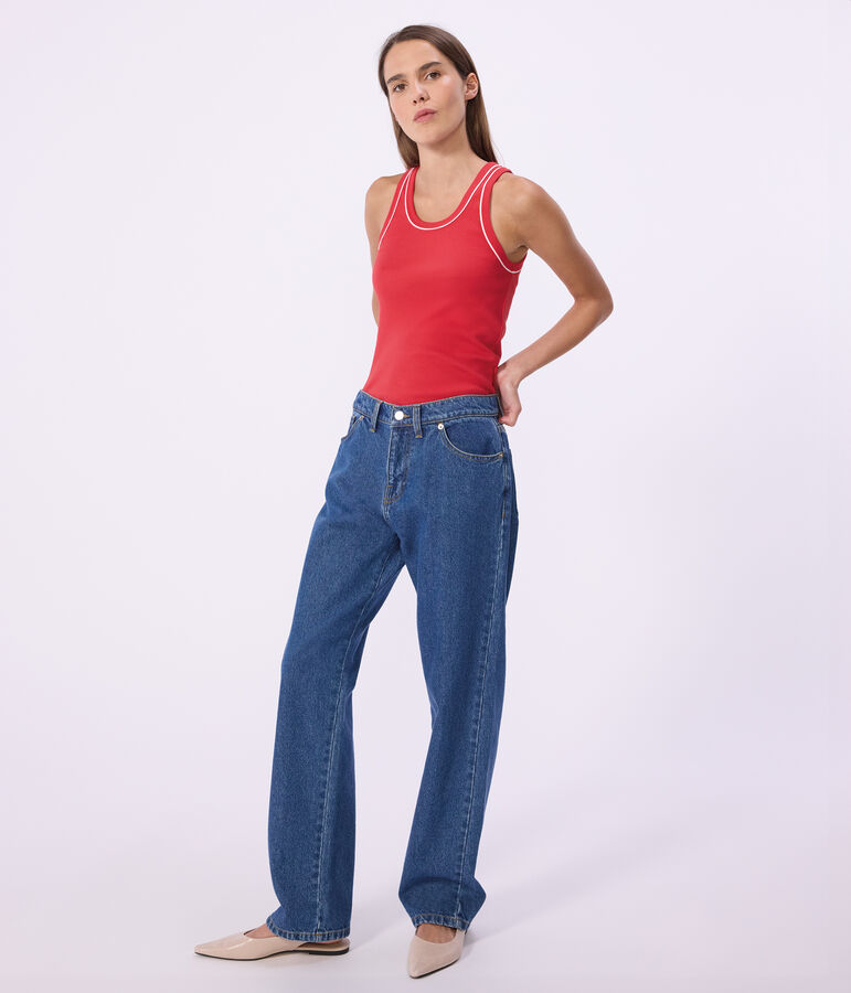 Canotta in cotone tinta unita donna rosso