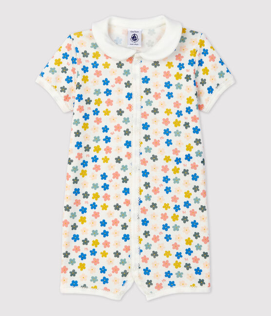 Tutina corta fosforescente bebè in cotone bianco MARSHMALLOW/bianco MULTICO