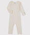 Body a maniche lunghe bebè in lana e cotone bianco MARSHMALLOW
