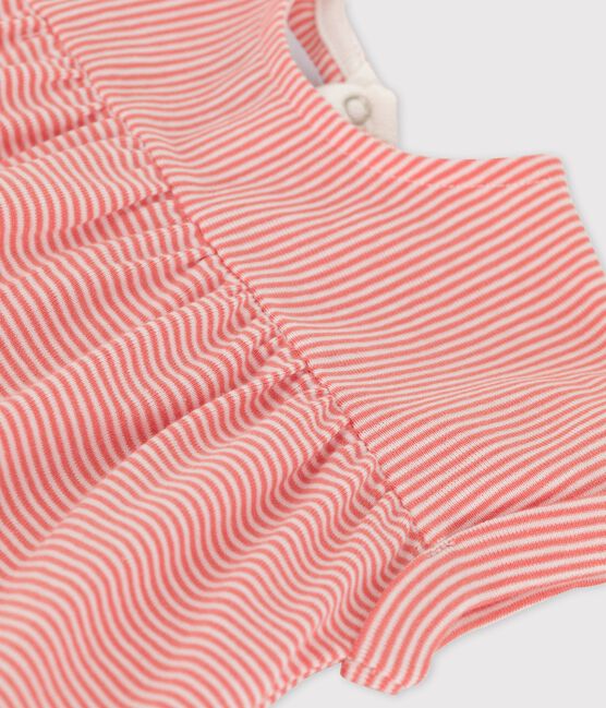 Blusa bebè a manica corta in cotone biologico rosa PAPAYE/ MARSHMALLOW