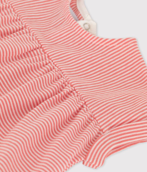 Blusa beb&egrave; a manica corta in cotone biologico rosa/bianco