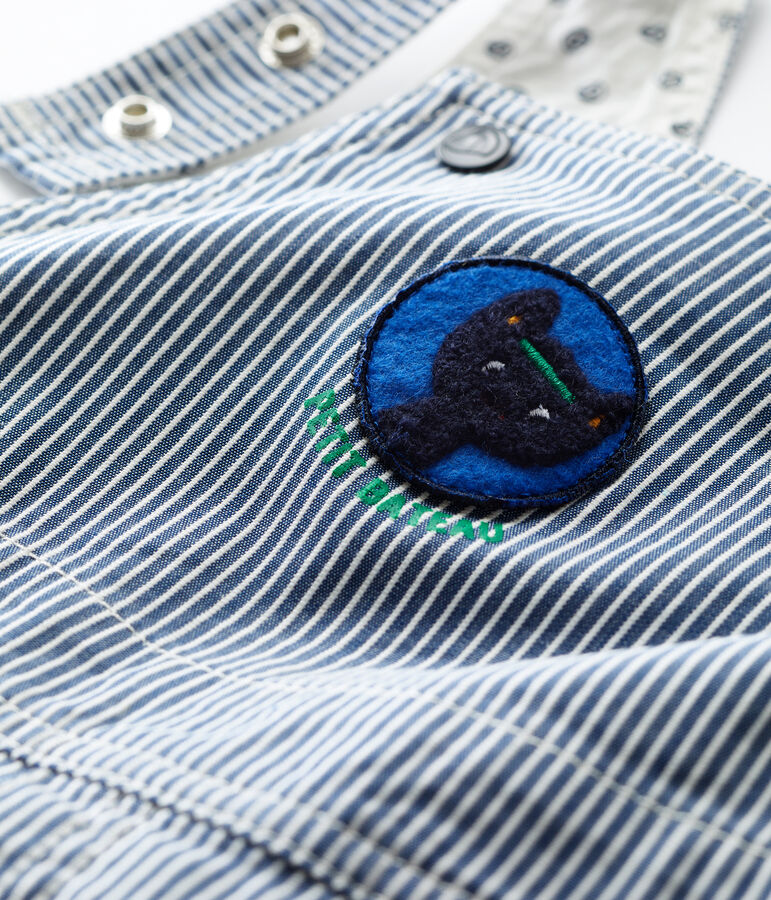 Salopette di tela beb&egrave;. blu/bianco