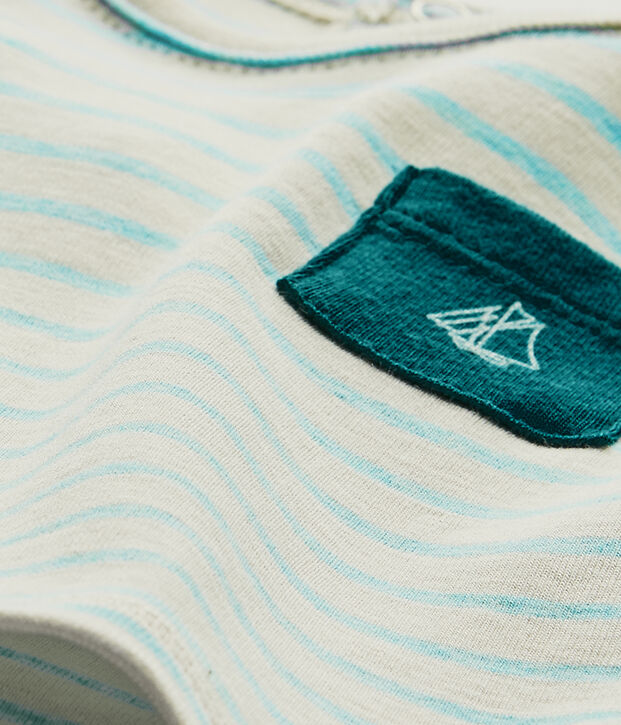 T-shirt beb&eacute; bambino a maniche corte rigata beige/verde