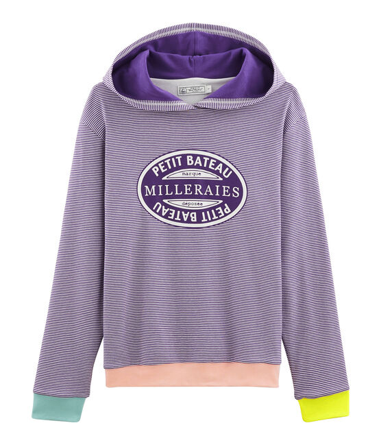 Felpa con cappuccio donna viola REAL/bianco MARSHMALLOW