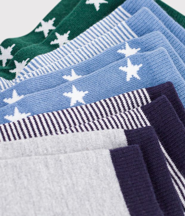 5 paia di calzini in cotone con stampa a stelle e righe bambino multicolore