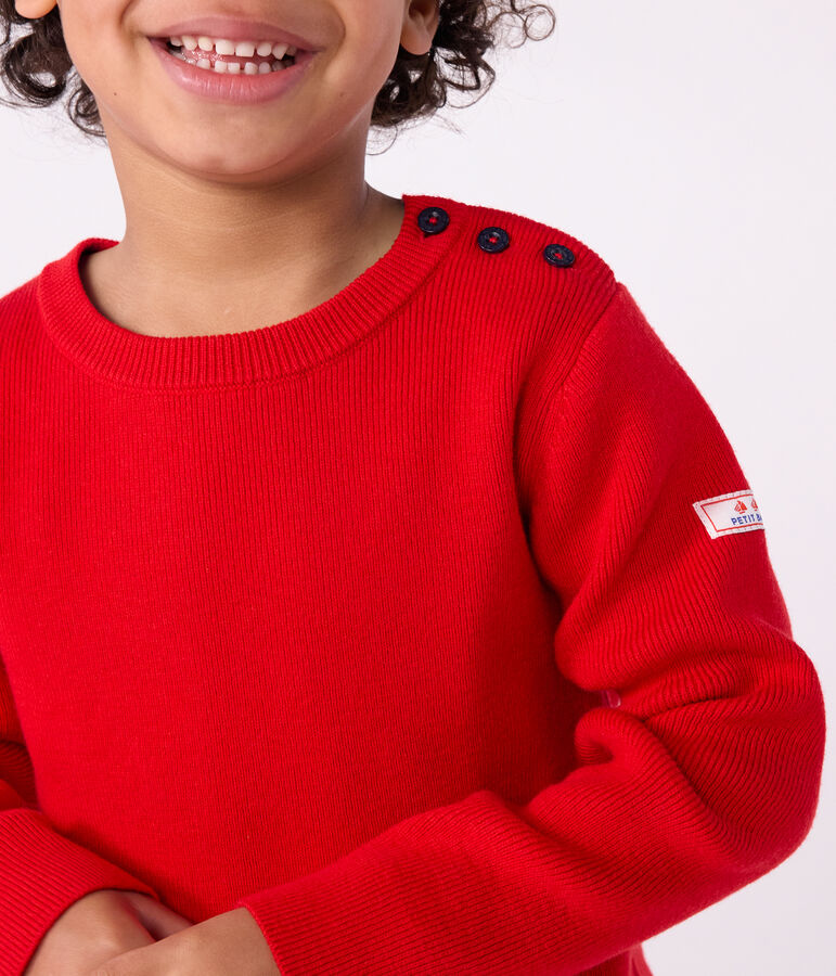 Pullover in misto lana e cotone tinta unita bambino rosso