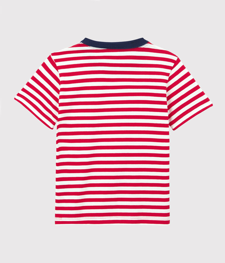 T-shirt a maniche corte in cotone bambino rosso/bianco