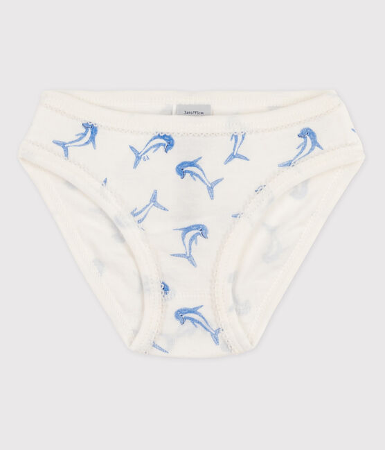 La mutandina in cotone per bambina bianco MARSHMALLOW/blu BLEU