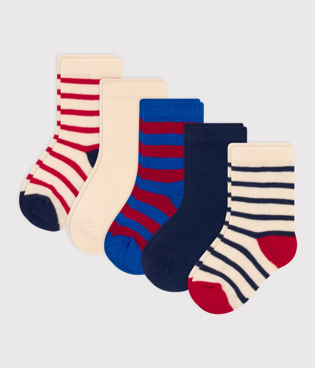 Set di 5 paia di calzini beb&egrave; in jersey di cotone a righe multicolore