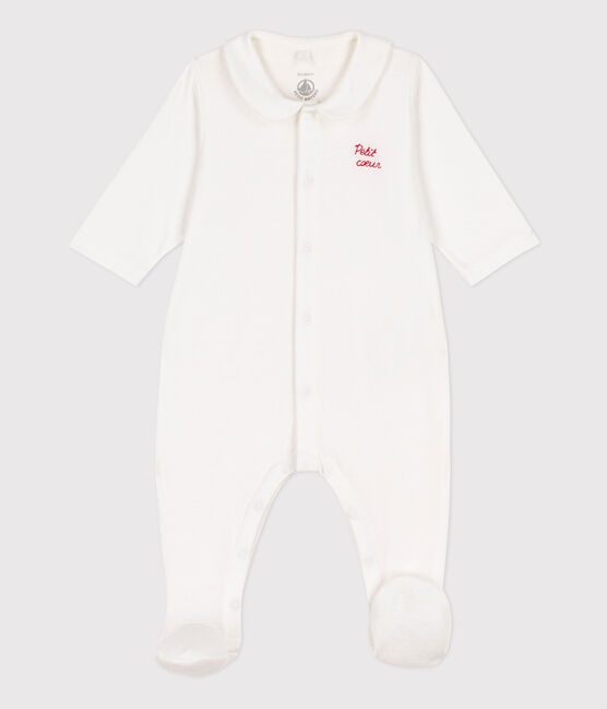 Tutina pigiama cuoricino in cotone bianco MARSHMALLOW